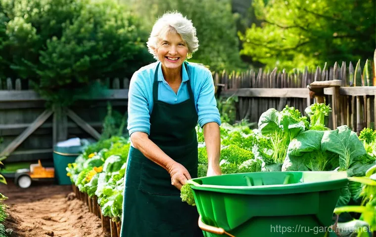 정원 텃밭 친환경 농약 추천 - **A Rustic Organic Garden with Homemade Solutions:** A warm, inviting scene of a flourishing organic...